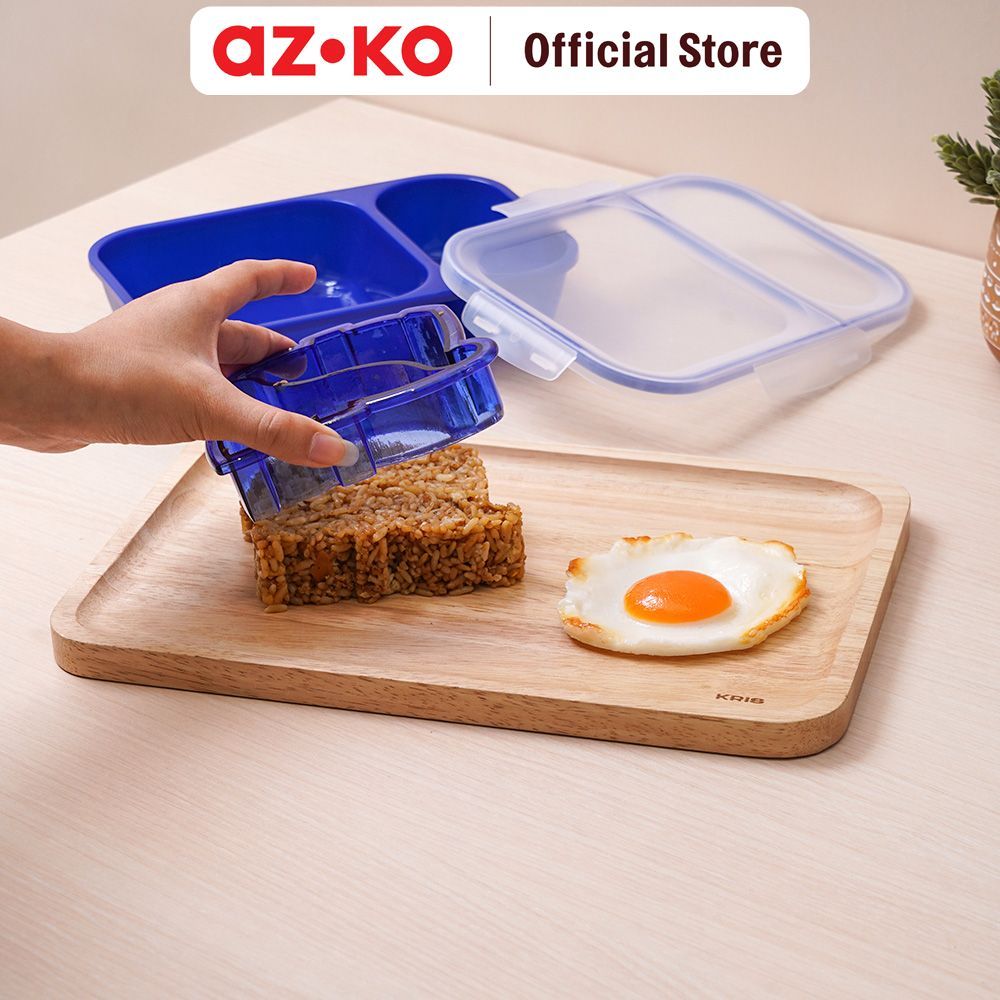 AZKO Smash Set 4 Pcs Kotak Makan Anak 2 Sekat Dino Days - Biru Kids Bento Lunch Kit Set Kotak Makan Dan Botol Minum Bpa Free Peralatan Makan Food Grade Wadah Bekal Makanan Lucu - Gambar 3