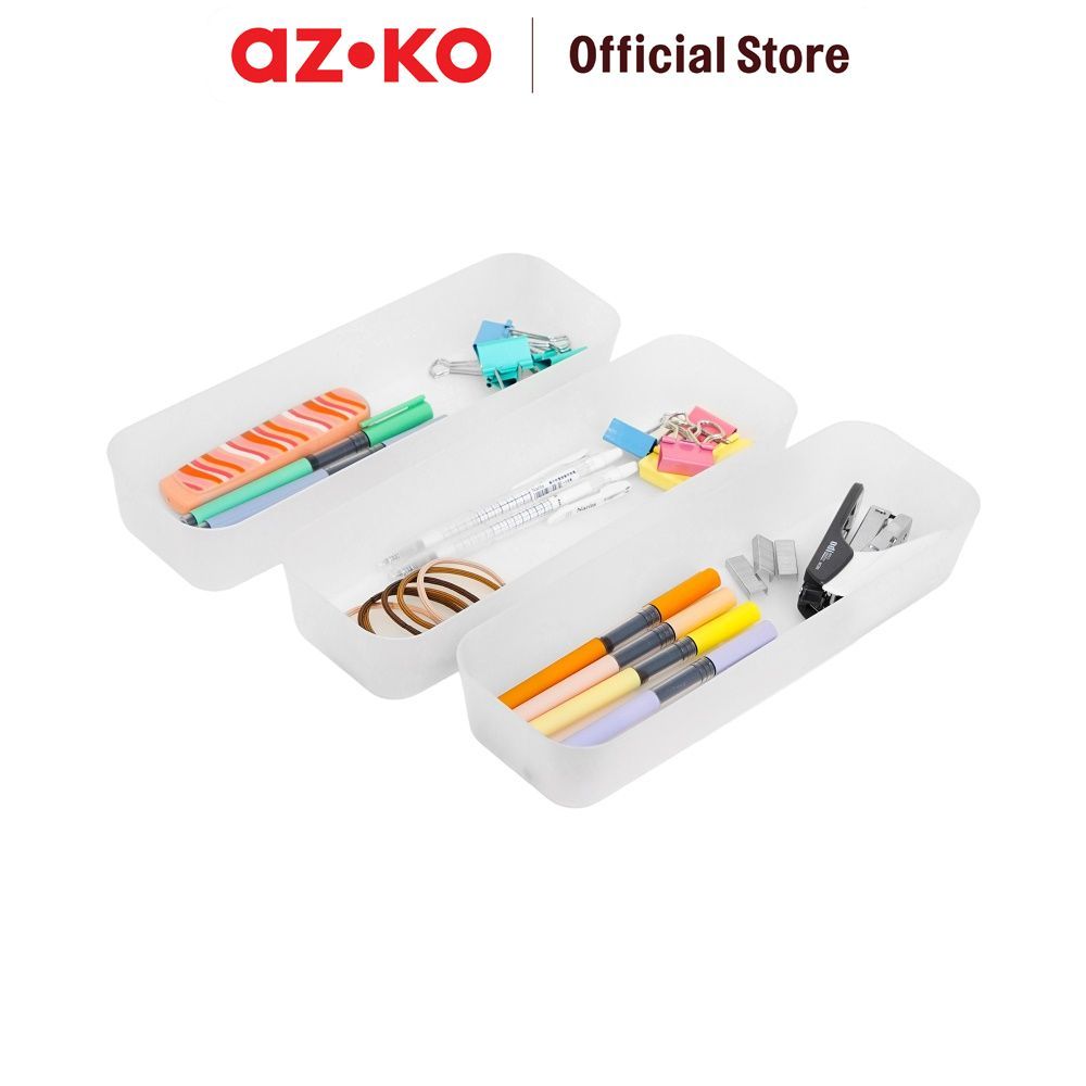 AZKO Stora Organizer Laci 26x8.5x4.5 cm Set 3 pcs Pembagi Laci Sekat Drawer Organizer Tray Laci - Gambar 2