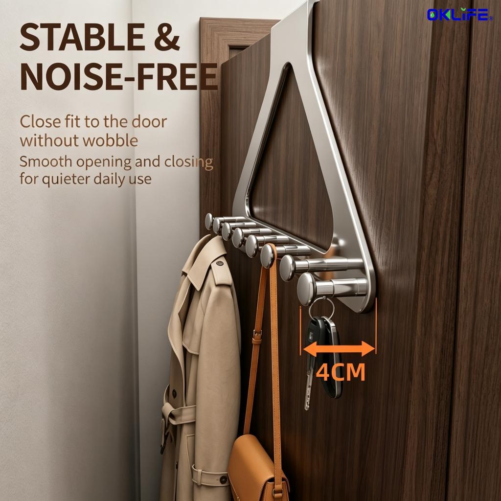 Metal Over The Door Hook Hanger Rack Multi‑Hook Door Back Storage Organizer for Clothes Bag Keys view 8