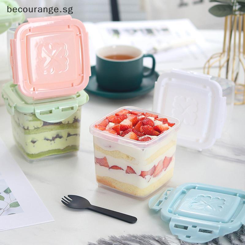 [Bec] Reusable Mousse Thousand Layer Cake Box With Fork Fruit Scoop ...