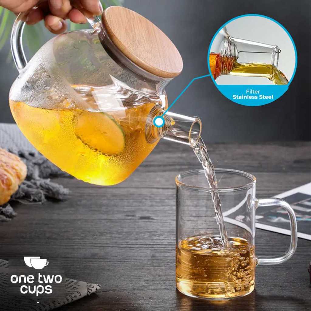 AKIEMSTR Teko Teh Kaca Borosilikat Saringan Tahan Panas Teapot 1L - BR-384 - Gambar 3