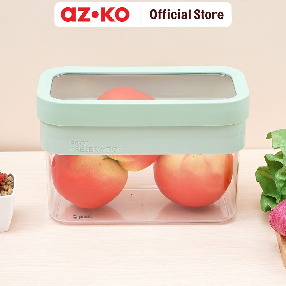 AZKO Picas Exta Stoples Plastik Transparan - Hijau Toples Jar Food Container Setoples Wadah Penyimpanan Kedap Udara - Gambar 4