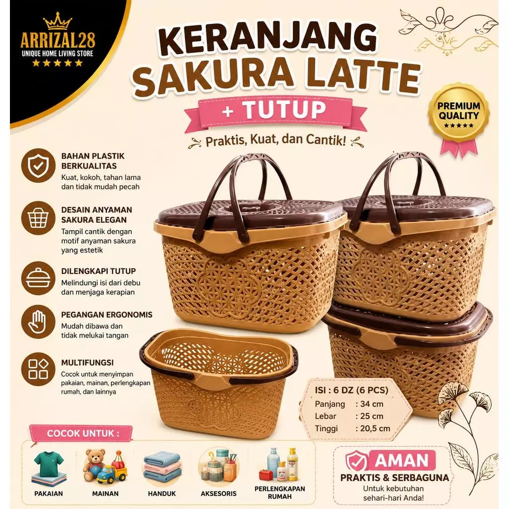 AFL (BUBBLEWRAP) KERANJANG SAKURA LATTE + TUTUP