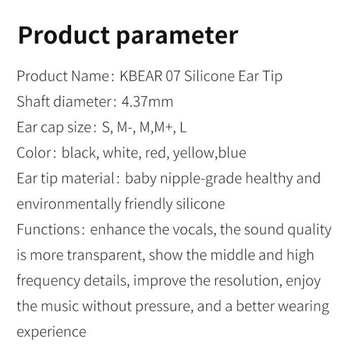 KBEAR 07 Eartips High Quality Silicone Upgrade Eartips for IEM - Gambar 2