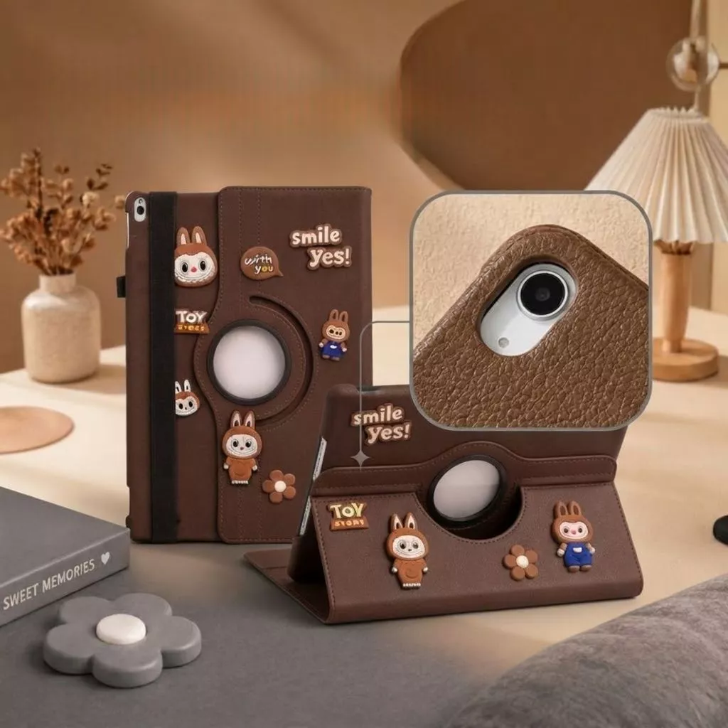 Leather Case Tablet 360° Samsung A11+ 11" S6Lite 10.4" A8 10.5" A9 8.7" A7LITE 8.7" Cute Character Series 3D Labu bu Flip Cover Rotary - Gambar 3
