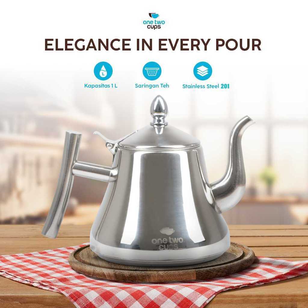 AKIEMSTR Teko Teh Stainless Steel Saringan Tahan Panas Teapot 1L - HS4012