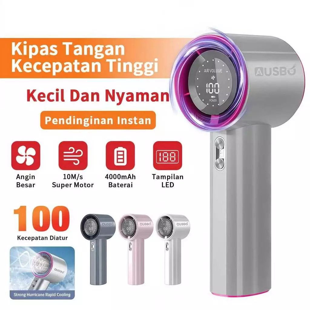 Kipas Angin Portable Strong Wind 100 Gear Speed Tampilan Digital LED Strong Wind pendinginan Desktop Fan