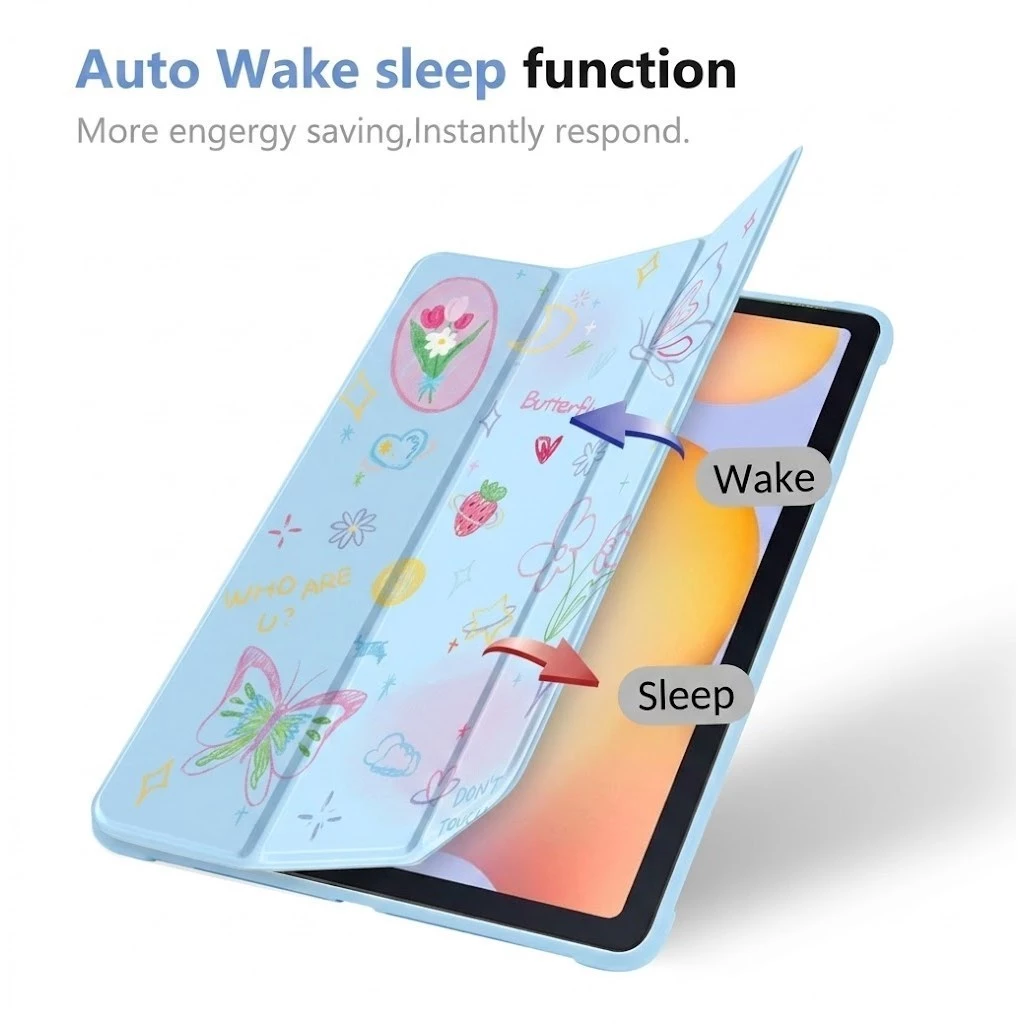 Case Butterfly Doodle For Samsung A11+ A9/A11 8.7" S10 Lite S9 FE S8 S7 S6 11" A7 LITE 8.7" Smart Cover Trifold Autolock - Gambar 3