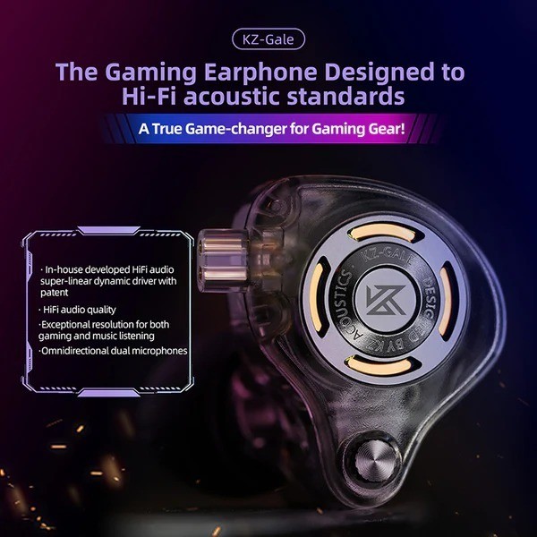 KZ Gale Ultra Linear Dynamic Driver Ergonomic In Ear Monitor Earphone - Gambar 3