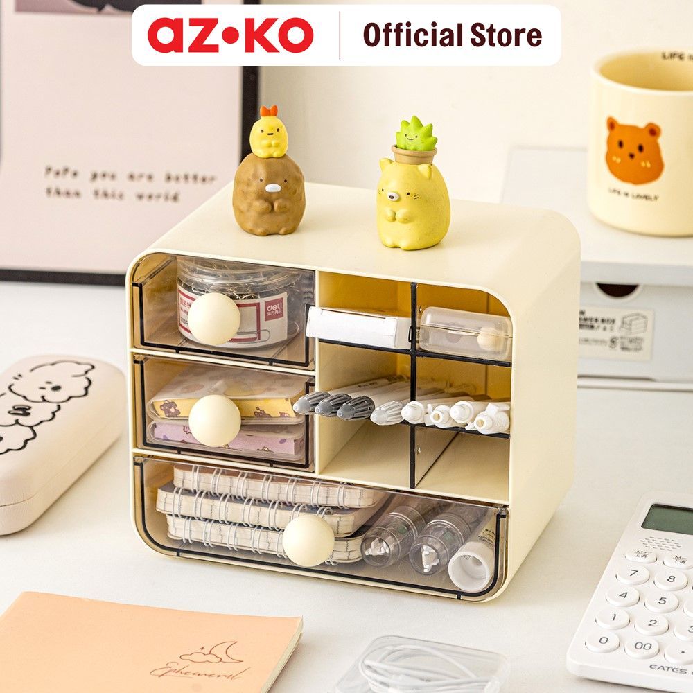 AZKO Stora Bloop Laci Penyimpanan Mini GrID - Putih Ivory Laci Mini Storage Drawer Organizer Meja