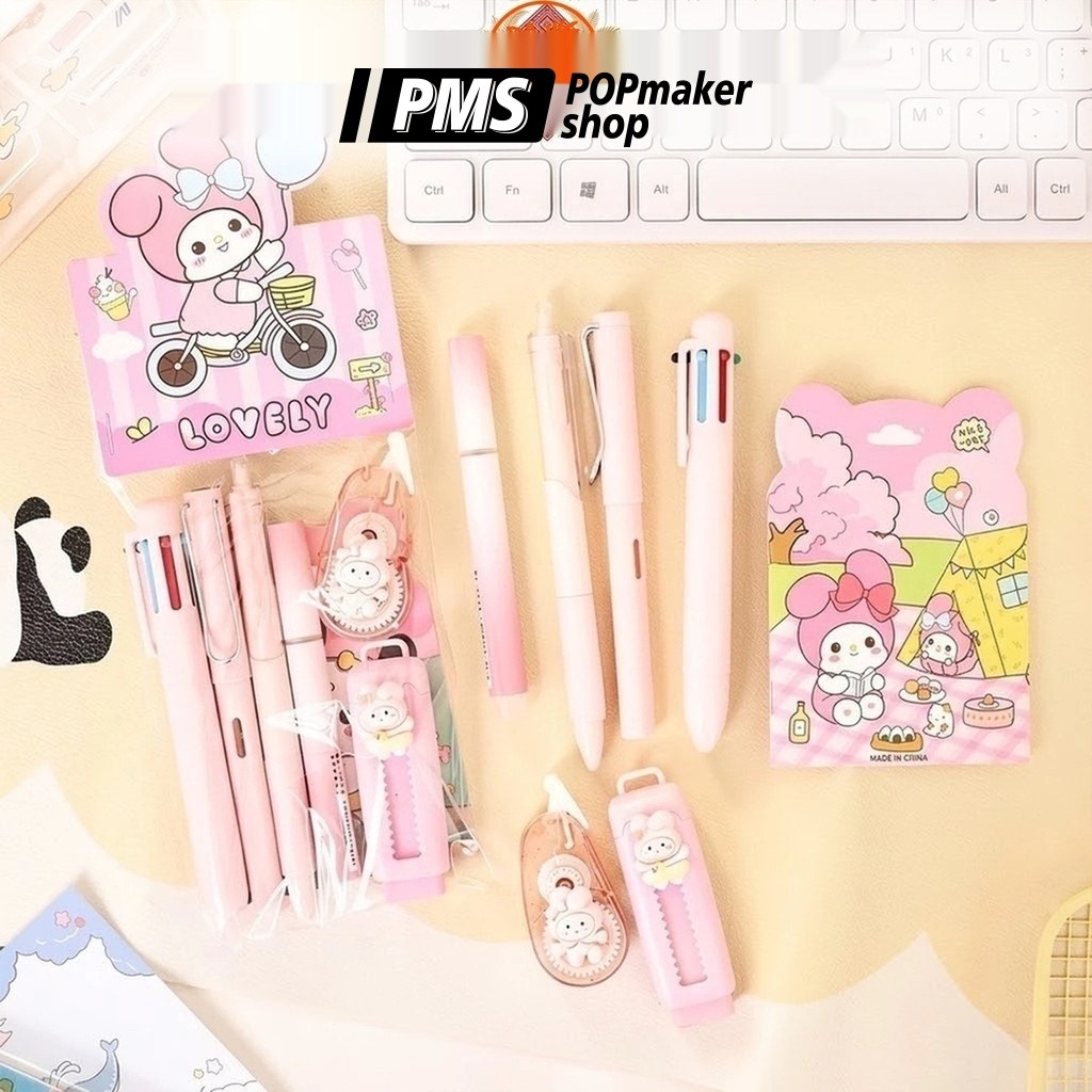 PoPmaker shop alat tulis 6 fungsi karakter lucu praktis lengkap ringkas portabel untuk anak hadiah sekolah H1180 COD - Gambar 2