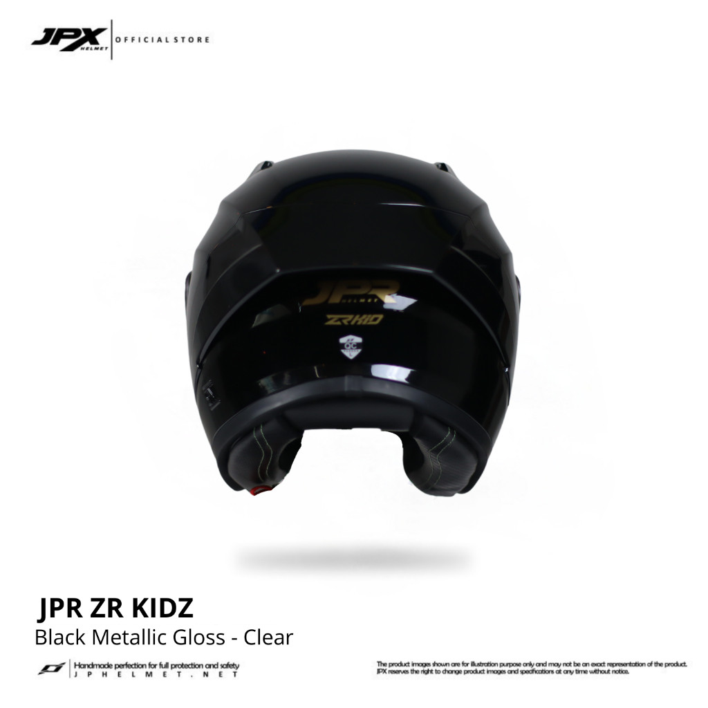 Helm Halfface JPR ZR Kidz Original Full ABS SNI - Black Metallic - Gambar 3