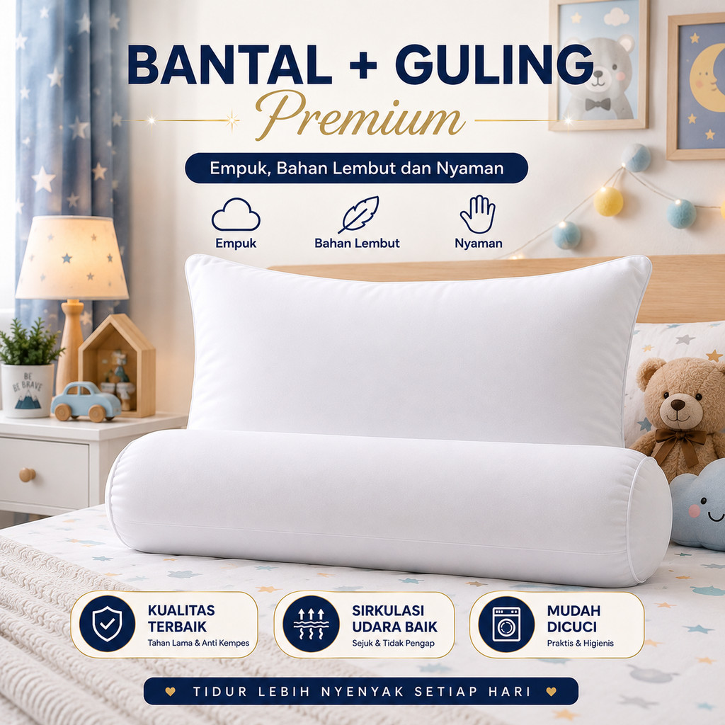 Bantal & Guling Tidur Dakron Bantal Hotel Ukuran 45x65cm Awet Tidak Mudah Kempes