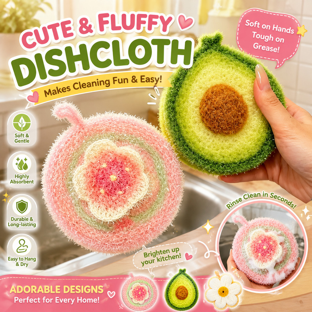 Double Sided Avocado Dish Washing Sponge Cute Fruit Scrub Ball ...