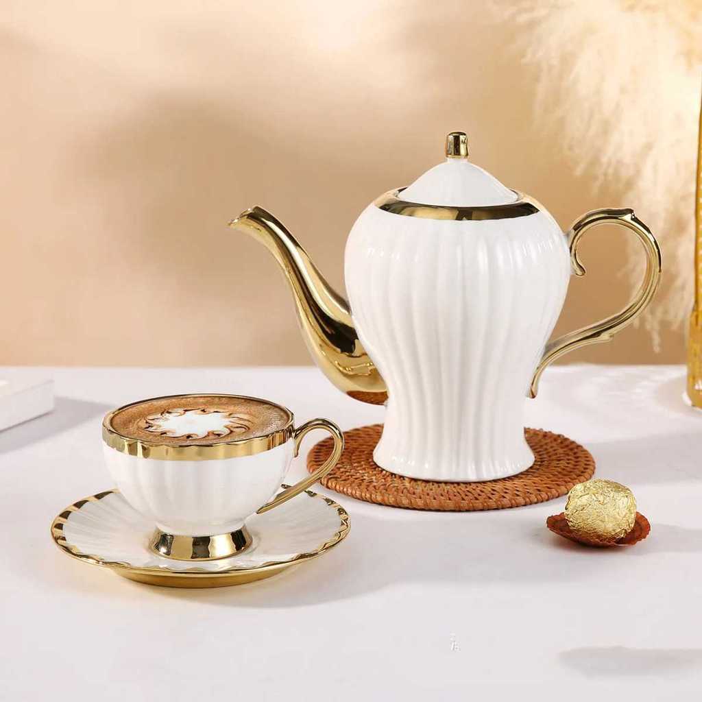 AKIEMSTR SELEAD Set Teko Cangkir Keramik Kopi Teh 1 Teapot 6 Cup Arabian Style - KFB195 - Gambar 3