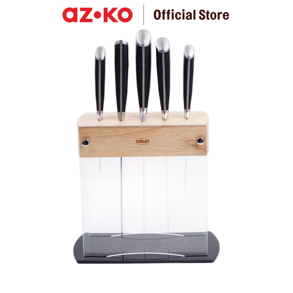 AZKO Culinart Set 6 Pcs Pisau Dengan Block Penyimpanan Transparan Knife Cooking Knife Set Piso Dan Holder Piso Perlengkapan Masak Kitchen Tools - Gambar 2