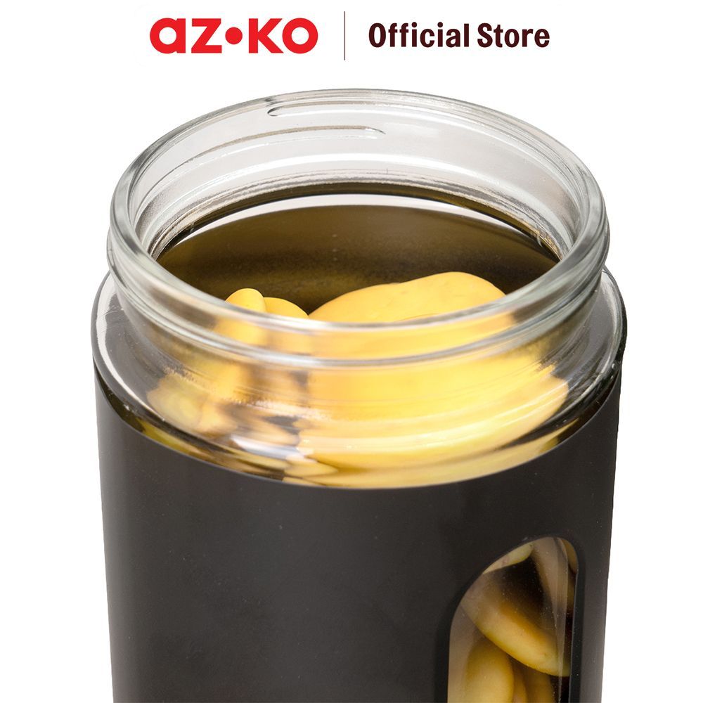 AZKO Culinart Cany Stoples Kaca 950 ml - Hitam Toples Jar Food Container Setoples Wadah Penyimpanan Kedap Udara - Gambar 4