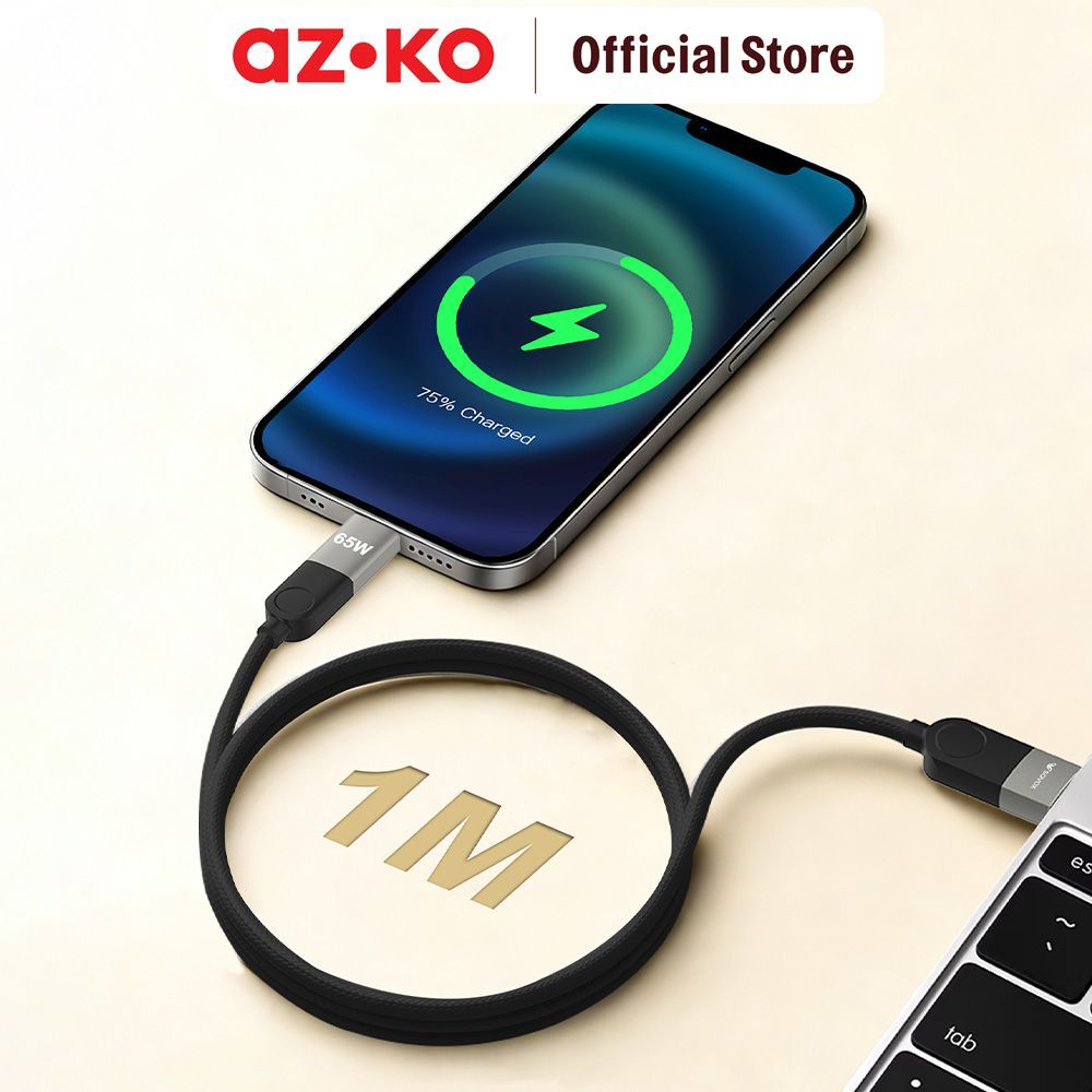 AZKO Sovox Kabel Charger 4in1 65 Watt 1 Meter - Hitam Charging Cable Kabel Casan USB Charger Data Cable - Gambar 2
