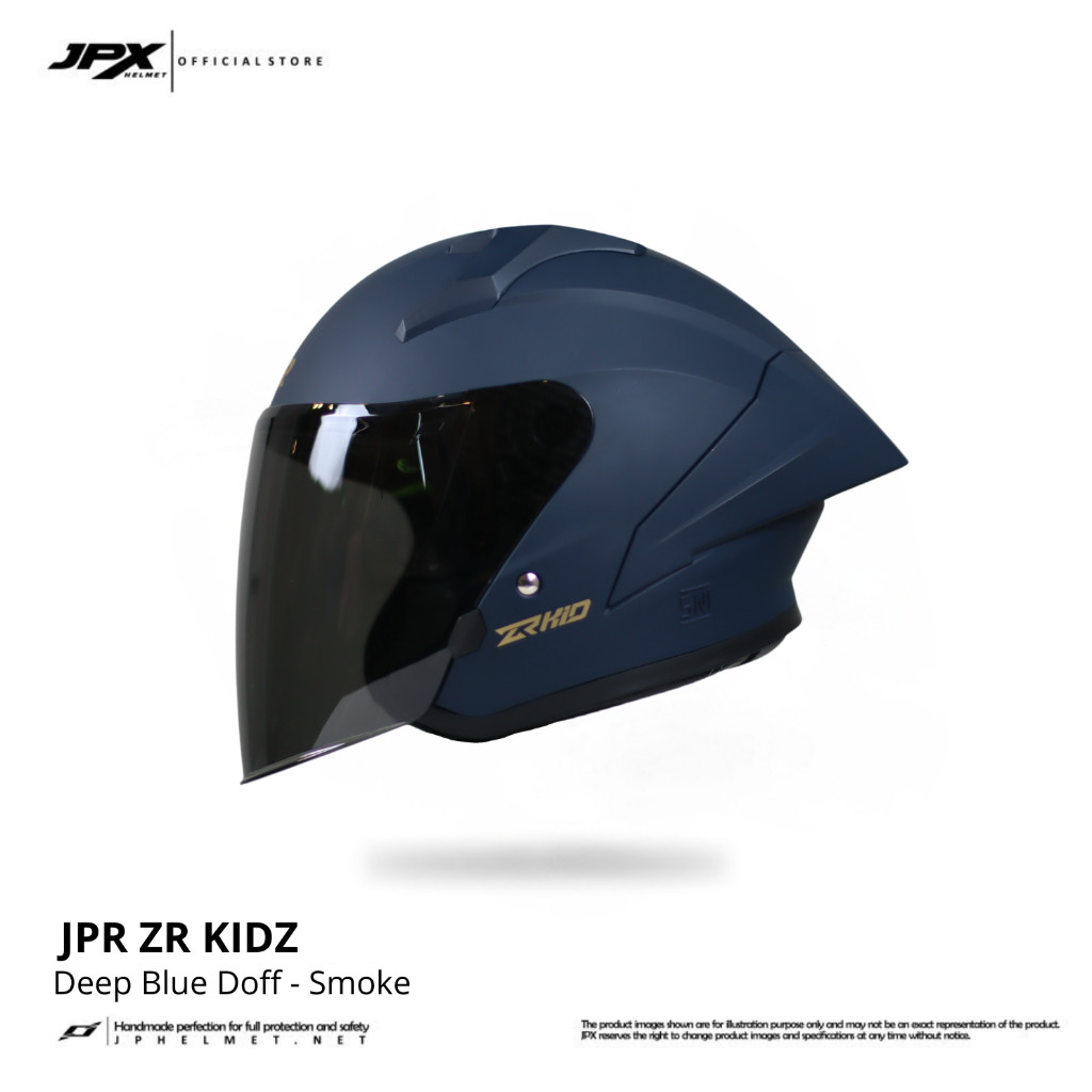 Helm Halfface JPR ZR Kidz Original Full ABS SNI - Deep Blue Doff