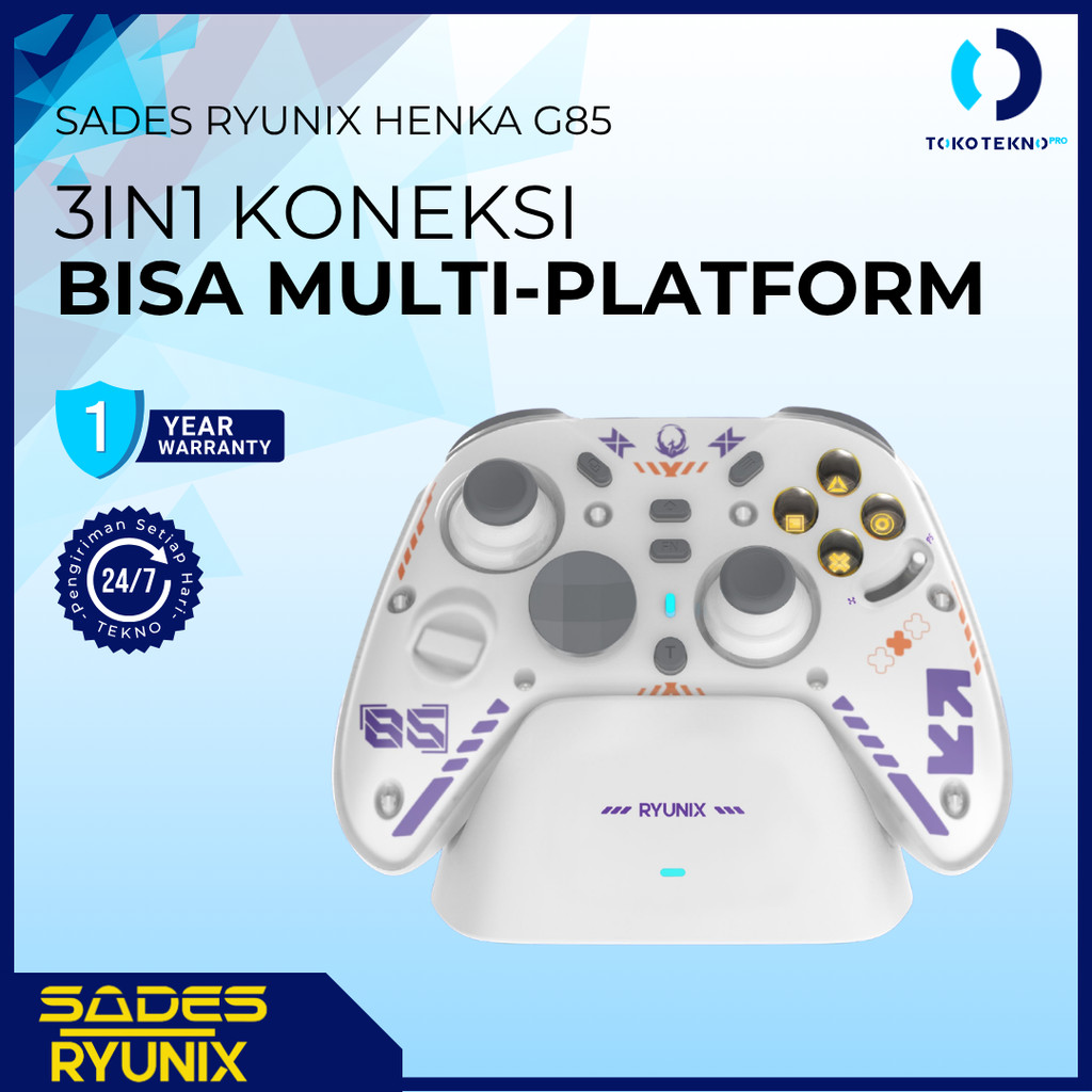 Sades Ryunix Henka G85 / G-85 Gamepad Hall Effect Tri Mode Gaming Controller with Charging Dock PS3 PS4 PC SWITCH 2