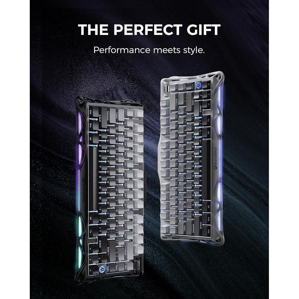 GravaStar Mercury K1 / K-1 75% Wireless Mechanical Gaming Keyboard RGB Backlit Gasket Mount Hot Swappable Linear Switches - Gambar 4
