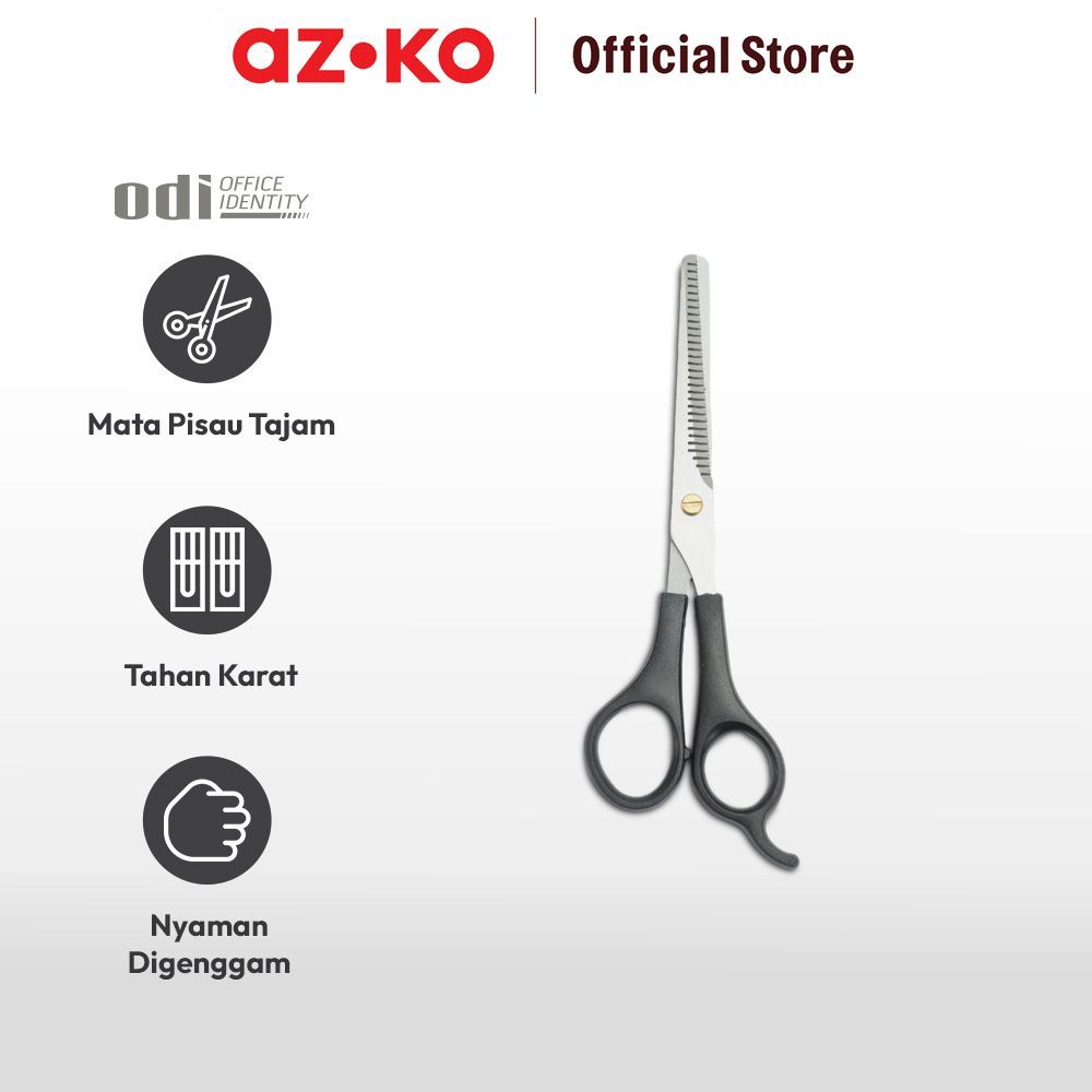 AZKO Odi 7 inci Gunting Rambut Zigzag Gerigi - Hitam Barber Scissors Alat Potong Rambut Perlengkapan Salon - Gambar 3
