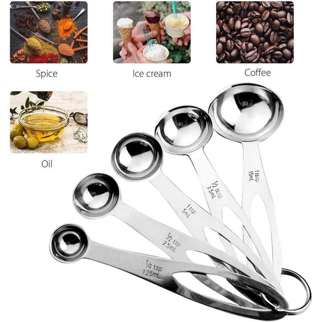TaffHOME Sendok Takar Bumbu Dapur Set 5 Pcs Stainless Steel Measuring Spoon Kue Kopi Akurat - Gambar 2