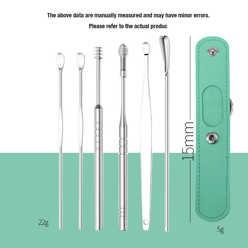 Popmaker Shop Set Alat Pembersih Telinga 6 Pcs Stainless Steel - Gambar 2