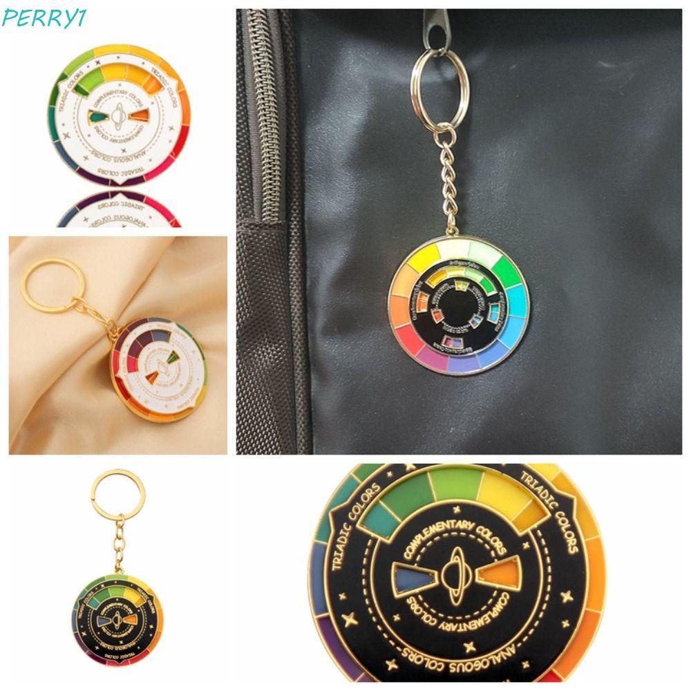 PERRY1 Spinning Color Compass Keychain, Enamel Multicolour Rotable ...