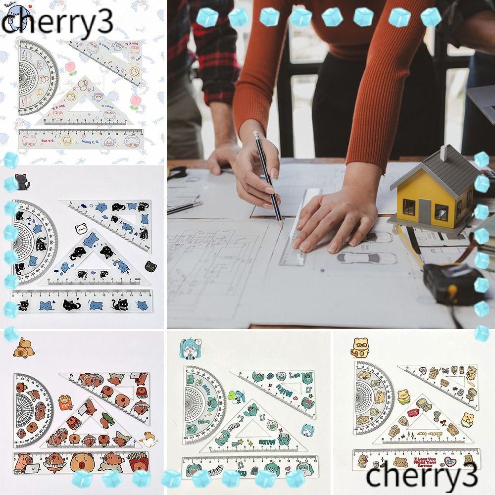 CHERRY Set Square, Shark/Capybara/Black Cat Acrylic Ruler Set, High ...