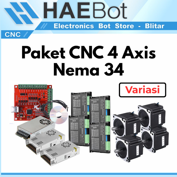 MESIN CNC 4 Mach3 4Axis USB DM556 Nema 34 2.8Nm 4.5Nm 8.5Nm Stepper PSU ...