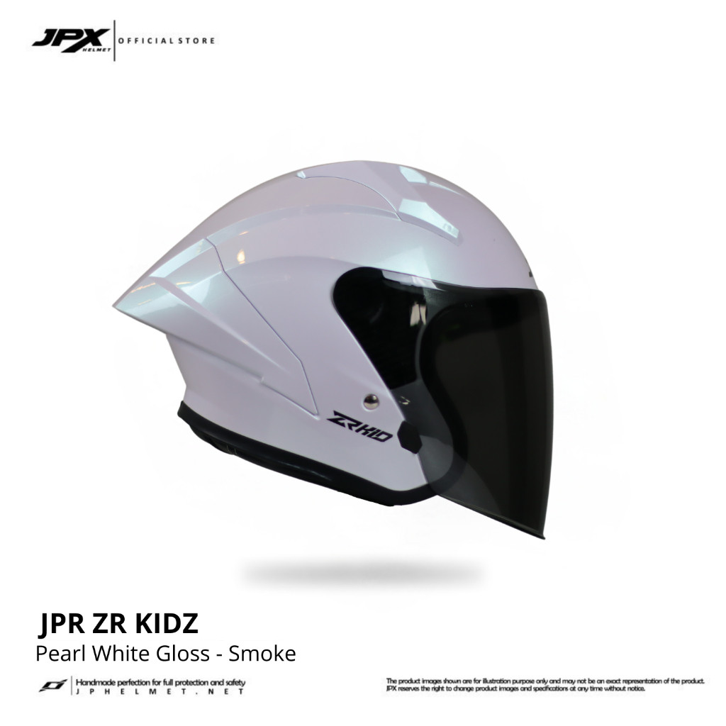 Helm Halfface JPR ZR Kidz Original Full ABS SNI - Pearl White - Gambar 2