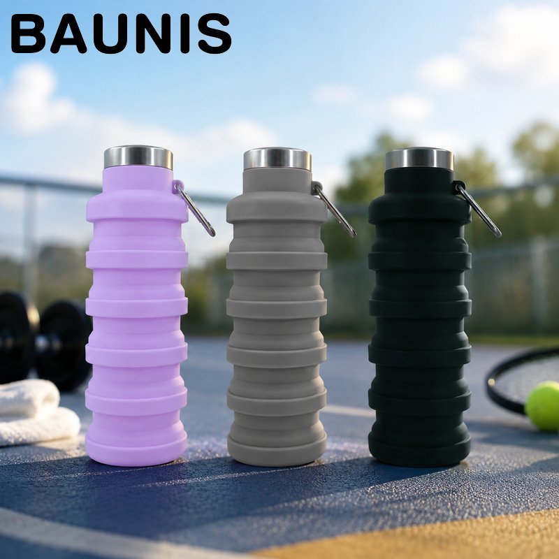Baunis Botol Minum Lipat Origami Silicone Foldable Bottle Portable Travel Outdoor Camping Hiking 500ml