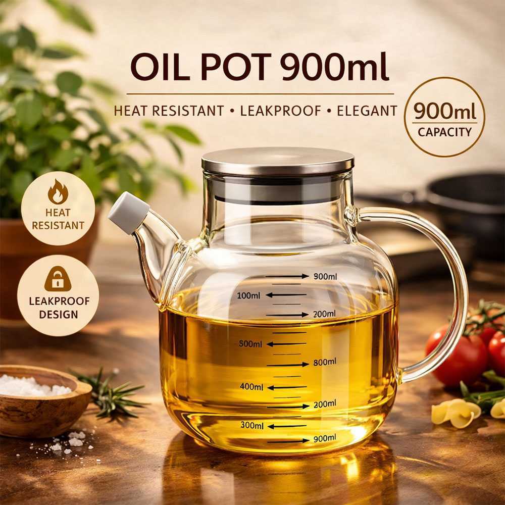 AKIEMSTR FMA Teko Wadah Minyak Kaca Borosilikat Heat Resistant Leakproof - FM-2PL