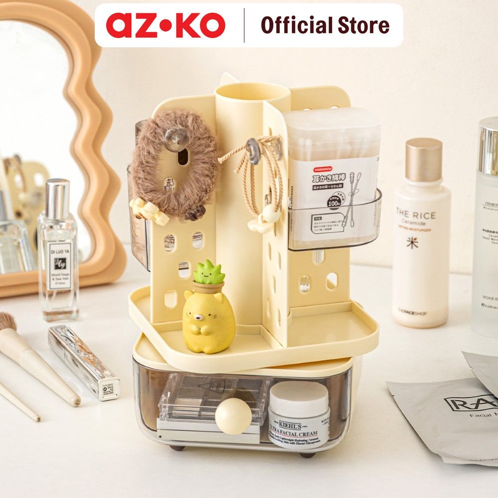 AZKO Stora Bloop Laci Penyimpanan Mini Rotating - Putih Ivory Laci Mini Storage Drawer Organizer Meja
