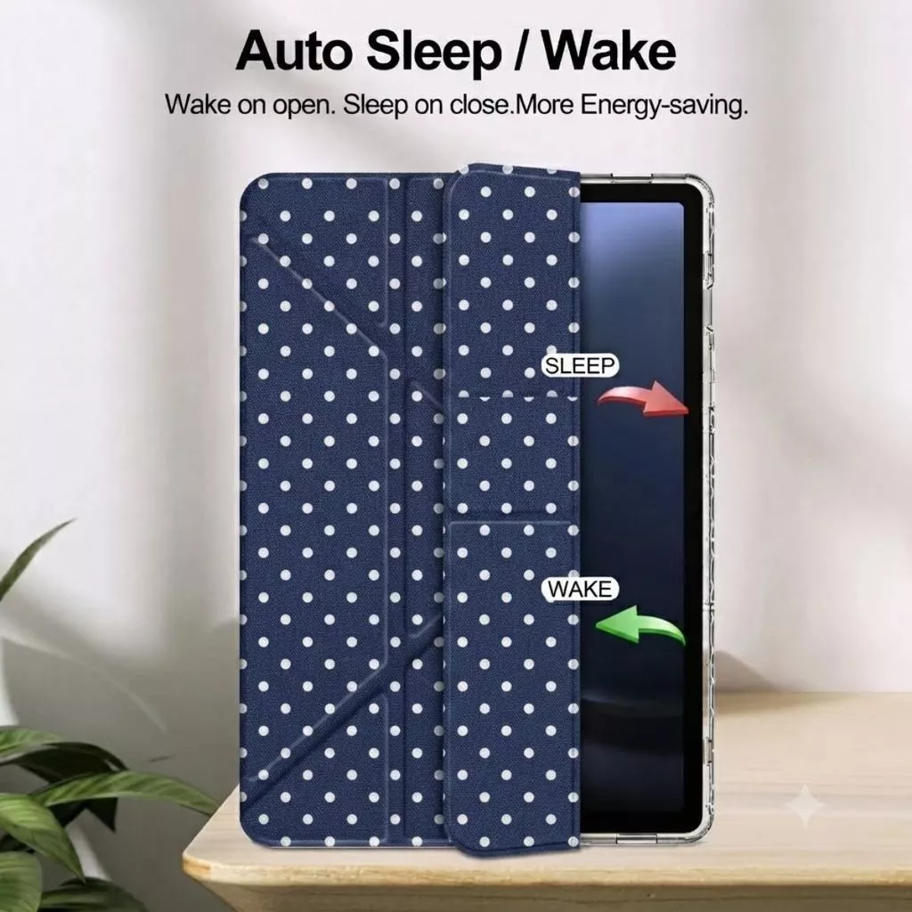 Yfold Case Clear For Gen 11 10 9 8 7 6 5 / Air 4 5 6 Pro 11 / Mini 1 2 3 4 5 6 7 Polkadot Pattren Y-Stand With Pencil Holder Shockproof Magnetic - Gambar 3