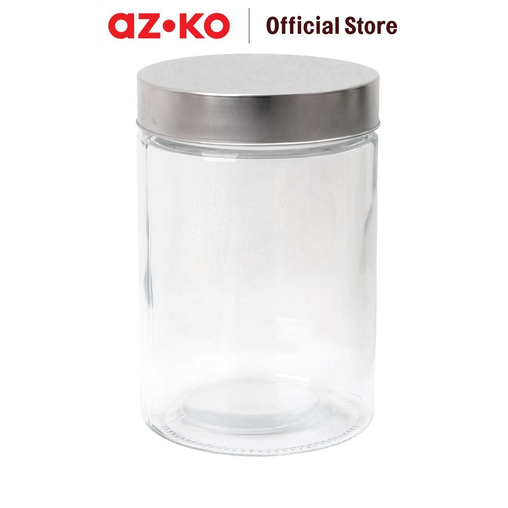 AZKO Culinart Stoples Kaca Round Transparan Toples Jar Food Container Setoples Wadah Penyimpanan Kedap Udara - Gambar 4