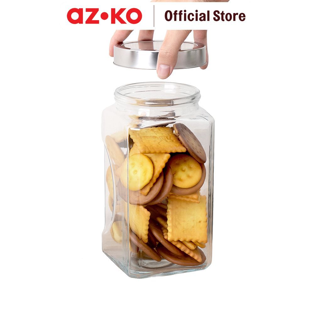 AZKO Culinart Stoples Kaca Transparan Toples Jar Food Container Setoples Wadah Penyimpanan Kedap Udara - Gambar 2