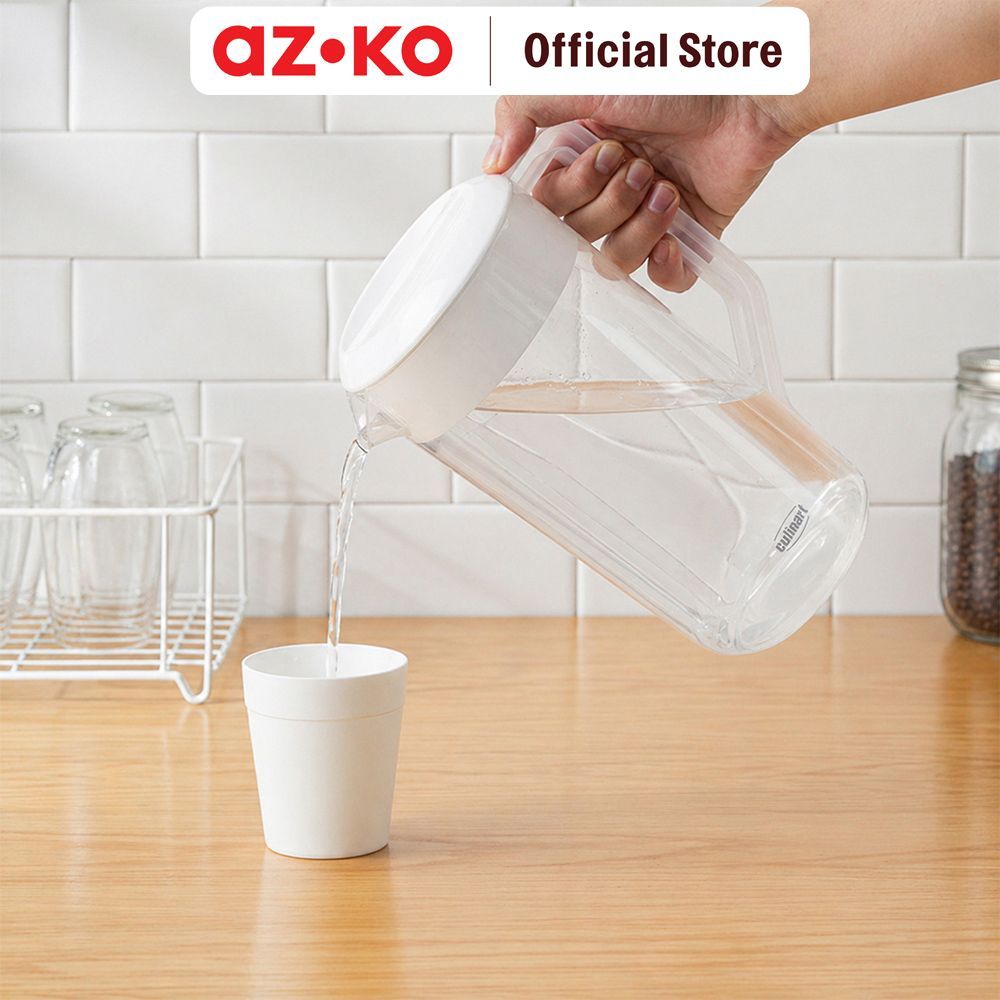 AZKO Culinart Basica Teko Minum & Gelas 2 Liter Set 5 Pcs - Putih Water Jug Pitcher Air Carafe Minum Jug Rumah - Gambar 2