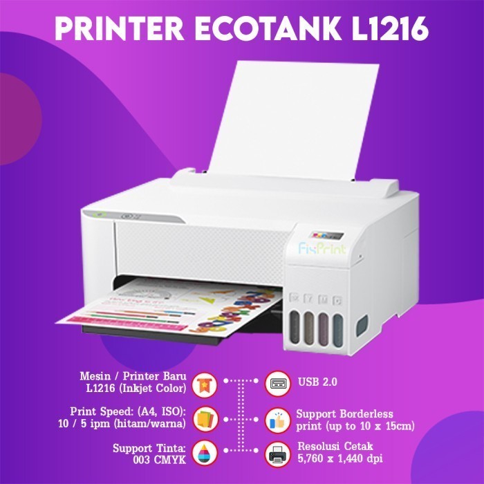 FixPrint PRINTER EPSON Hitam Warna Infus Modif Ink tank Pabrik RESMI L3210 L3211 AIO / Scanner Flatbed Perfection V39II / L121 Print Only - Gambar 3