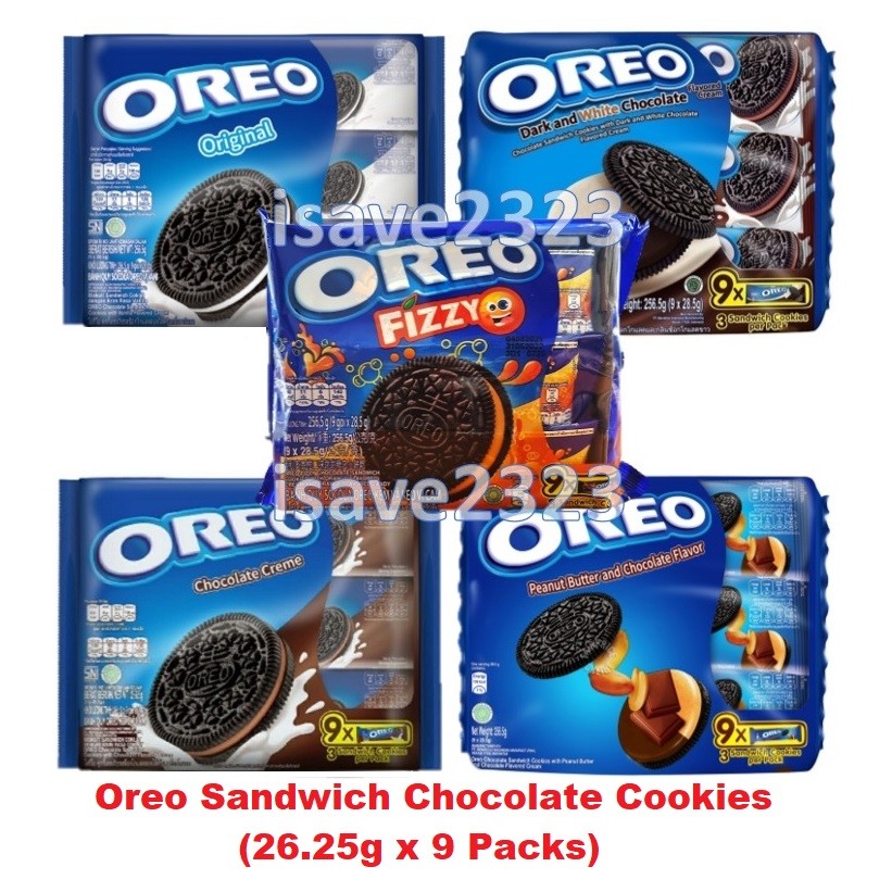 Oreo 3 Sandwich Cookies per Pack (26.25g x 9 Packs) - 5 Flavours ...