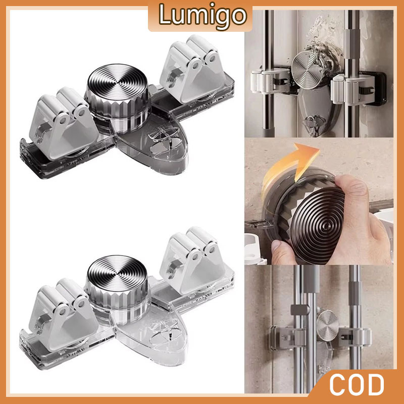 Suction Cup Mop Holder Punchfree Wall Mounted Storage Rack Bathroom ...
