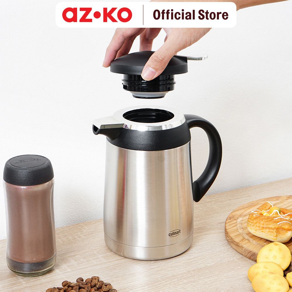 AZKO Culinart Teko Vacuum Flask Stainless Steel 1 Liter - Hitam Termos Jug Termos Insulated Server Flask Jug - Gambar 4