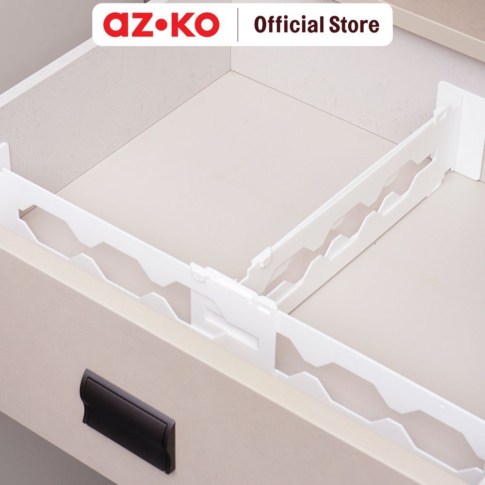 AZKO Stora Sekat Pembatas Laci Set 2 pcs - Putih Drawer Divider Sekat Laci Organizer Lemari Kompartemen Pakaian - Gambar 2