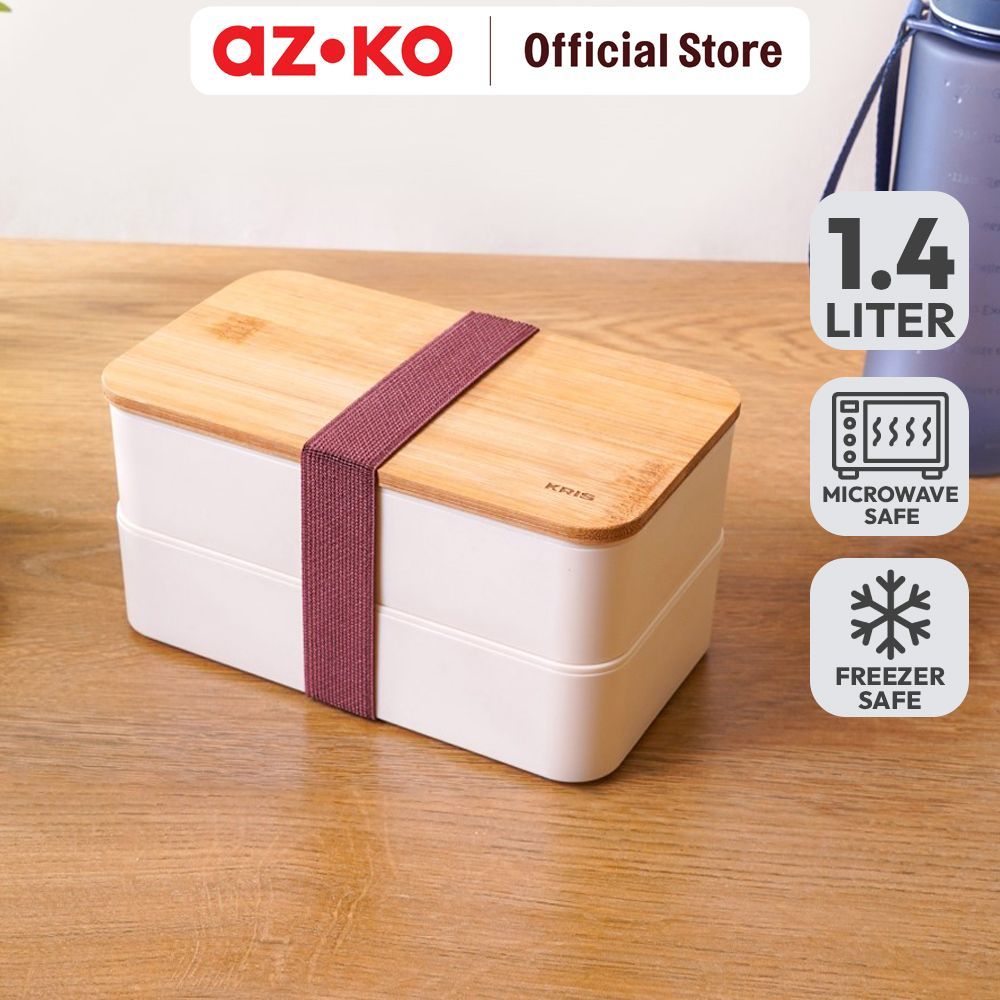 AZKO Kris Miku Kotak Makan 2 Susun 1.4 Liter Bento Box Meal Container Tempat Bekal Lunch Box Kotak Bekal