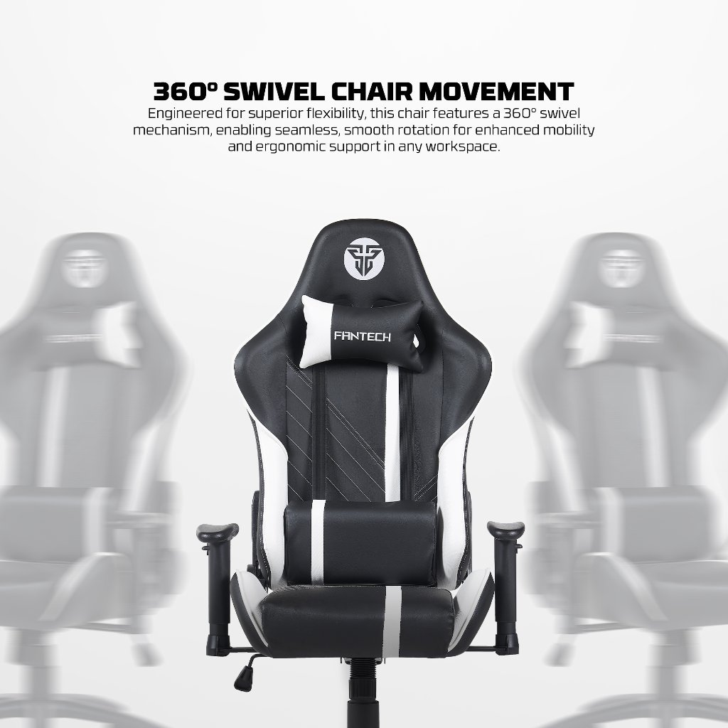 Fantech GC194 / GC-194 Kursi Gaming Ergonomis Recline 180 Derajat Steel Base 2D Armrest Free Head Pillow Lumbar Support - Gambar 4