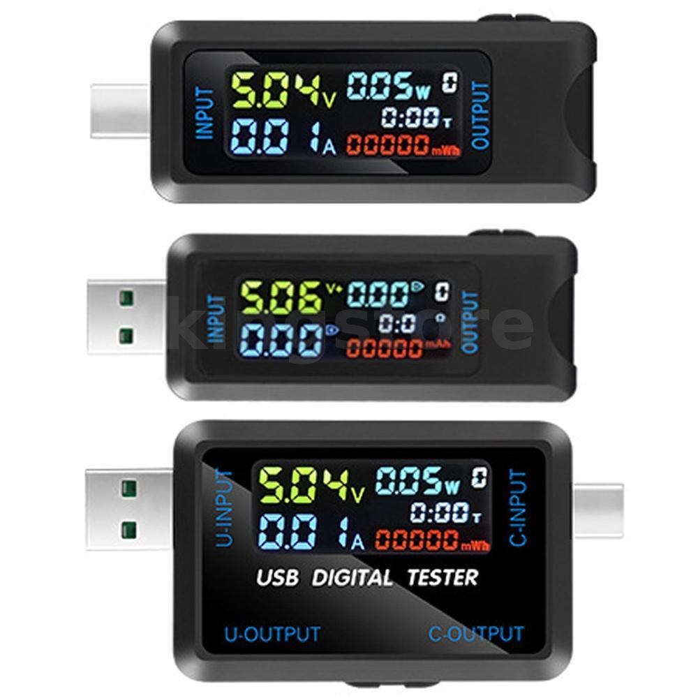 Multi-function USB Voltage Current Test Meter Digital IPS Display ...