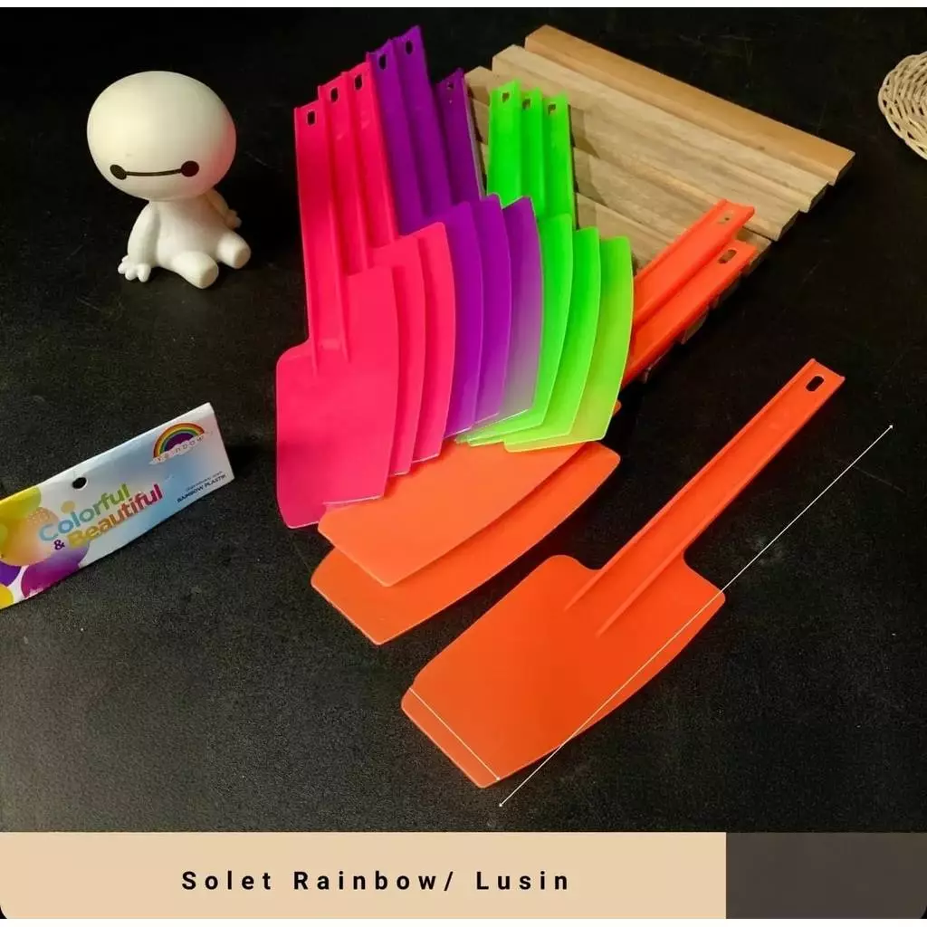 PAKET 1 LUSIN / SPATULA / SOLET PLASTIK RAINBOW - Gambar 2