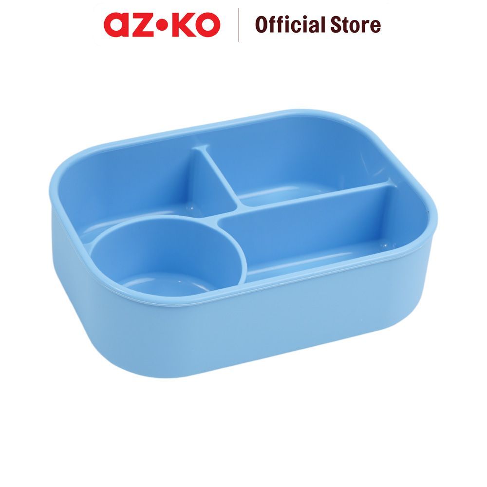 AZKO Picas 700 ml Yoona Kotak Makan 4 Sekat Dengan Airhole - Biru Terra Lunch Box Food Grade Food Box Kotak Bekal Makan Wadah Makanan - Gambar 4