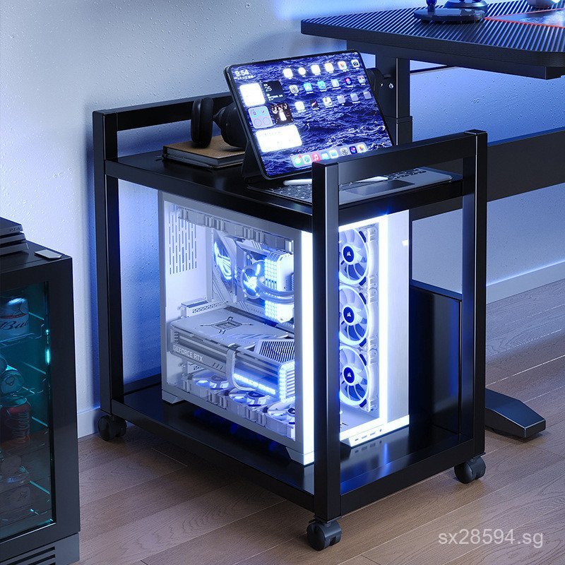 Home Under-Desk Movable Rack Multi-Layer Storage Shelf Computer Base ...